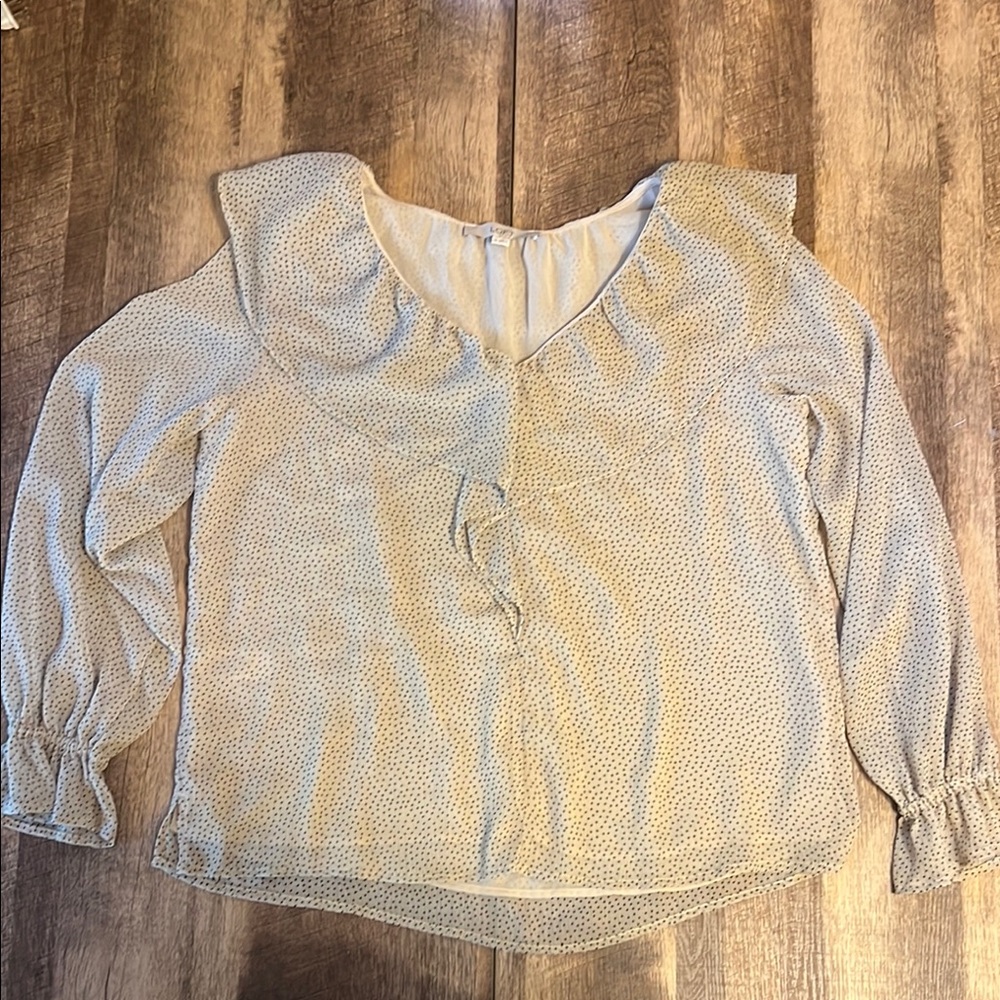 LOFT Sheer Polka Dot Blouse